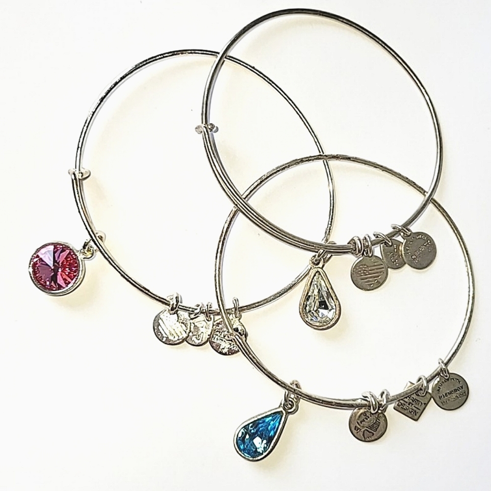 LOT OF 3 ALEX AND ANI BIRTHSTONE BRACELETS